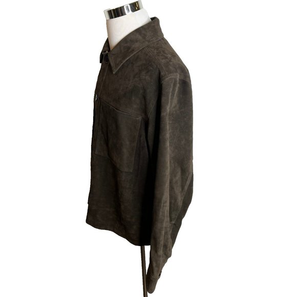 Madewell $550 Suede Leather Boxy Shirt Jacket Brown Size XL NM685 - Picture 6 of 9